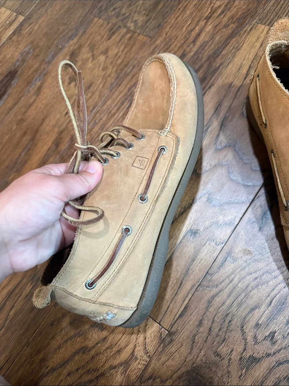 Sperry Men's Suede Boat Shoes in Tan with Leather Laces